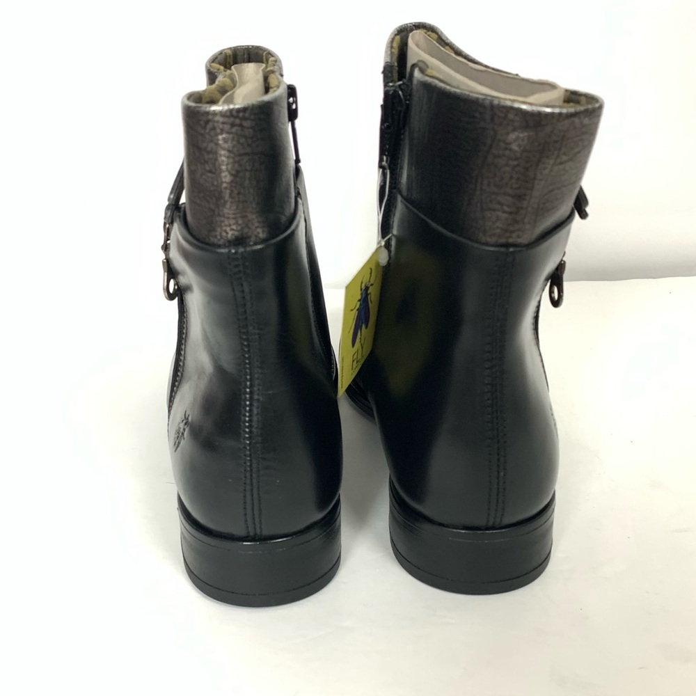 NWT FLY London Leather Zip-Up Ankle Boots Abys Black size 40 - Picture 6 of 13